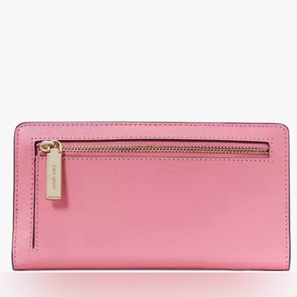 NEW 🦋 KATE SPADE Madison Large Slim Bifold Snap Card Coin Wallet Blossom Pink - Picture 2 of 6